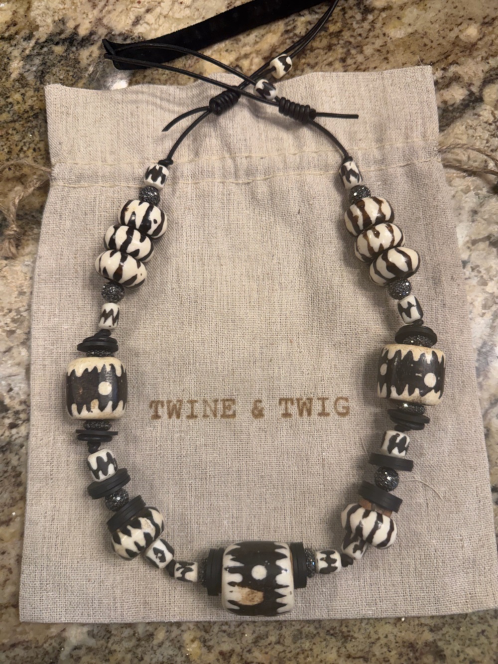 Twine & Twig Batik Tribal Beaded Necklace